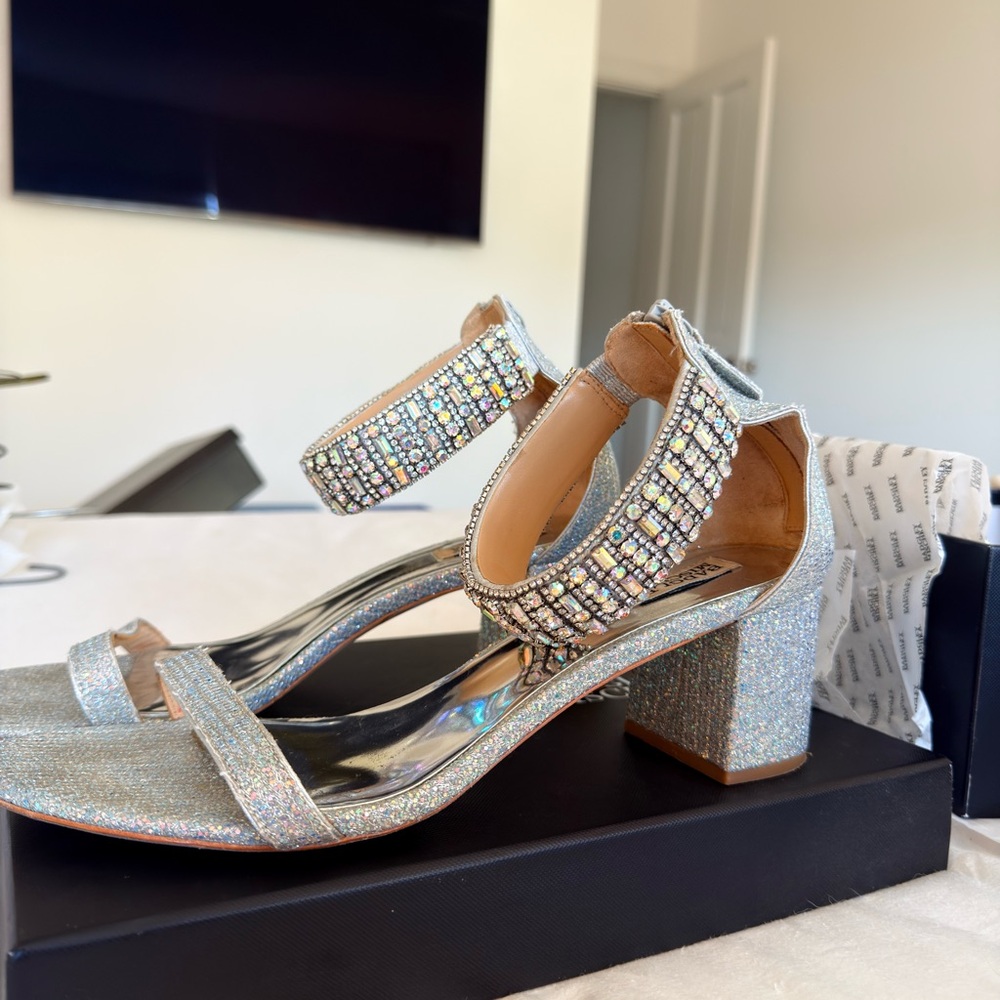 Badgley Mischka Sparkling Silver Sandals